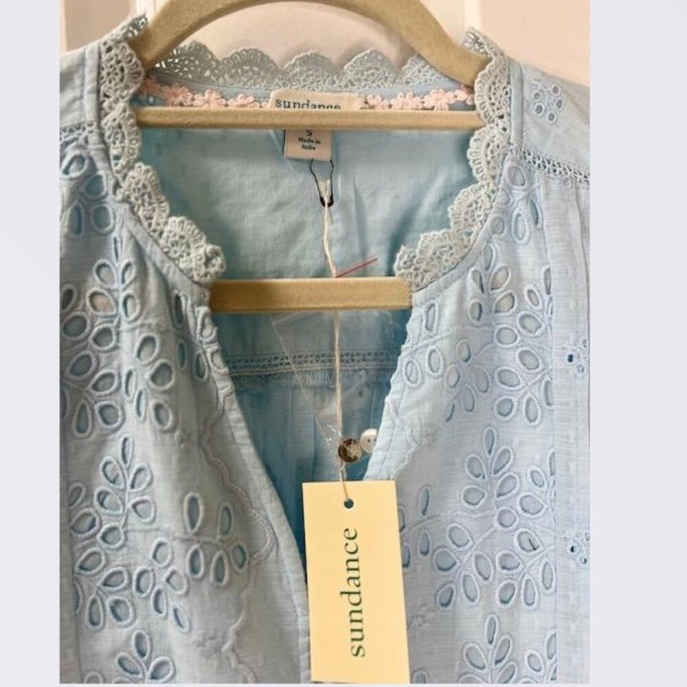 Sundance Valeria Eyelet Shirt in Aquamarine – Size Small – NWT - Picture 4 of 4